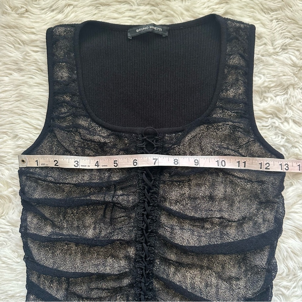 Bruno Manetti Top Sleeveless Tank Ruched Lace Up Front Black IT 44 Sz M - Picture 9 of 12